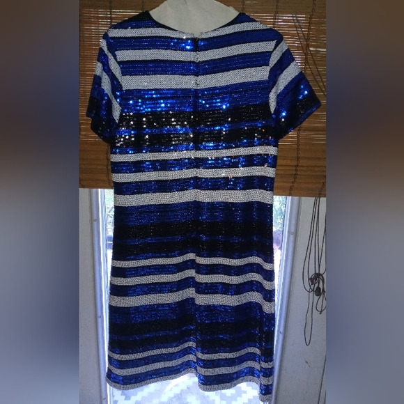 Blue Black and White Striped Dress - Picture 2 of 2